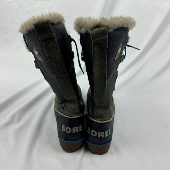 SOREL Joan Of Arctic Women’s Green Leather Winter Boots Size 7 - Picture 4 of 7